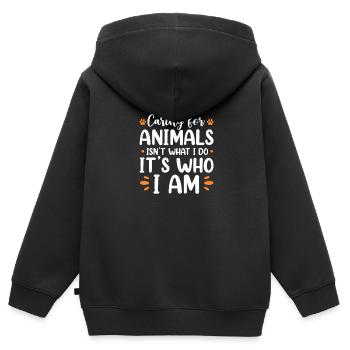 Tierrettung - Kinder Premium Organic Zip Hoodie - Schwarz - Hinten - AI Model Kid Male (0cm)