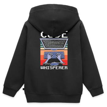 Code Whisperer Programmer Coding Coder - Kids Premium Organic Zip-up Hoodie - black - Back - AI Model Kid Male (0cm)