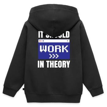 In Der Theorie Sollte Es Funktionieren Coding Code - Kinder Premium Organic Zip Hoodie - Schwarz - Hinten - AI Model Kid Male (0cm)