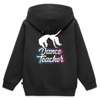 Professeur de danse Cours de danse École de danse Professeur de danse - Sweat Premium à capuche zippé enfant bio - noir - Dos - AI Model Kid Male (0cm)