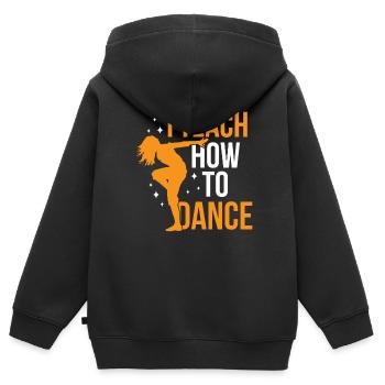 J’enseigne comment danser, école de danse, professeur de danse - Sweat Premium à capuche zippé enfant bio - noir - Dos - AI Model Kid Male (0cm)
