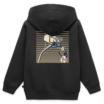 Joueur de basket-ball - Sweat Premium à capuche zippé enfant bio - noir - Dos - AI Model Kid Male (0cm)