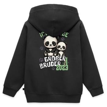 Ich werde großer Bruder 2023 - Süße Panda Brüder - Kinder Premium Organic Zip Hoodie - Schwarz - Hinten - AI Model Kid Male (0cm)