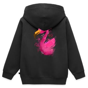 Colorful Flamingo - Kinder Premium Organic Zip Hoodie - Schwarz - Hinten - AI Model Kid Male (0cm)