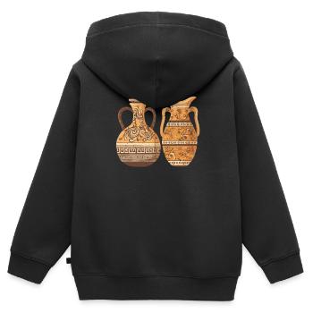 Griechische Keramik Vasen - Töpferei Keramiker - Kinder Premium Organic Zip Hoodie - Schwarz - Hinten - AI Model Kid Male (0cm)