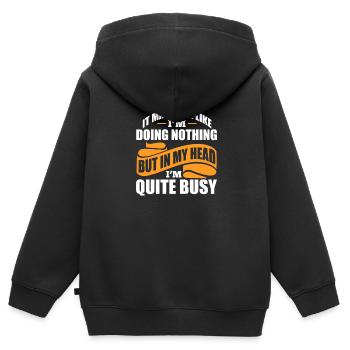 TDAH TDAH Cadeau de déficit de l’attention - Sweat Premium à capuche zippé enfant bio - noir - Dos - AI Model Kid Male (0cm)