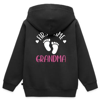Das Erste Mal Oma Süß Großeltern Erstes Mal - Kinder Premium Organic Zip Hoodie - Schwarz - Hinten - AI Model Kid Male (0cm)