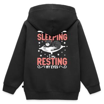 Je ne dors pas - chat - Sweat Premium à capuche zippé enfant bio - noir - Dos - AI Model Kid Male (0cm)