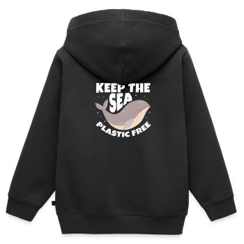 Changement climatique - Sweat Premium à capuche zippé enfant bio - noir - Dos - AI Model Kid Male (0cm)