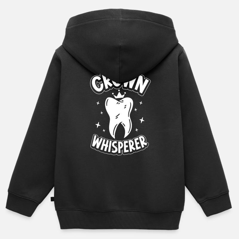 Crown Whisperer - Technicien dentaire - Sweat Premium à capuche zippé enfant bio - noir