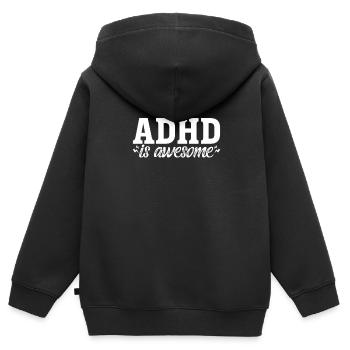 TDAH TDAH Cadeau de déficit de l’attention - Sweat Premium à capuche zippé enfant bio - noir - Dos - AI Model Kid Male (0cm)