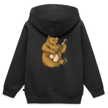 Chemises Banjo Pour Hommes Bluegrass Appalachia Folk - Sweat Premium à capuche zippé enfant bio - noir - Dos - AI Model Kid Male (0cm)