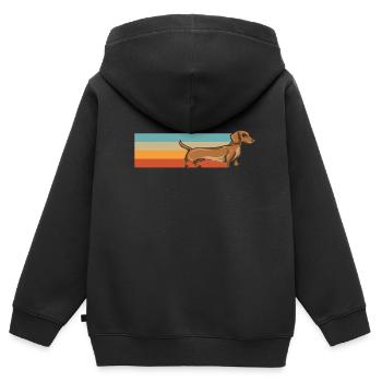 Dachshund Geschenk Dixie Wiener Doxie Dackel - Kinder Premium Organic Zip Hoodie - Schwarz - Hinten - AI Model Kid Male (0cm)