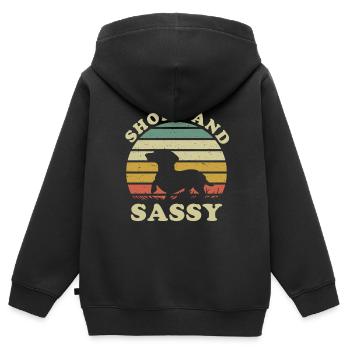 Dachshund Geschenk Dixie Wiener Doxie Dackel - Kinder Premium Organic Zip Hoodie - Schwarz - Hinten - AI Model Kid Male (0cm)