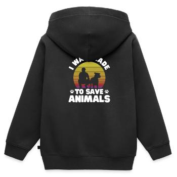 Tierrettung - Kinder Premium Organic Zip Hoodie - Schwarz - Hinten - AI Model Kid Male (0cm)