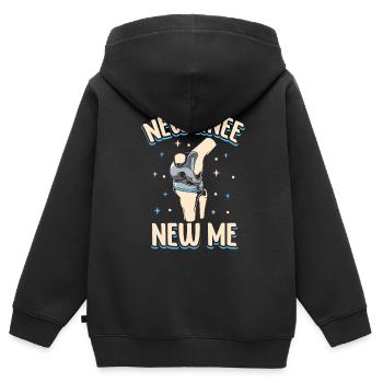 New knee, new me - Knee Titanium - Kids Premium Organic Zip-up Hoodie - black - Back - AI Model Kid Male (0cm)