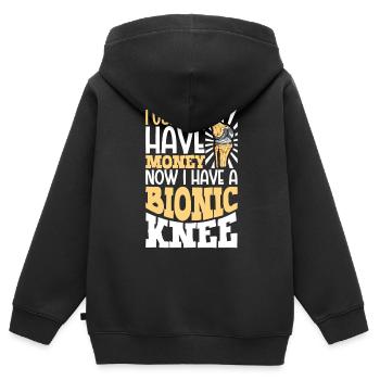 J’ai un genou en titane - Sweat Premium à capuche zippé enfant bio - noir - Dos - AI Model Kid Male (0cm)