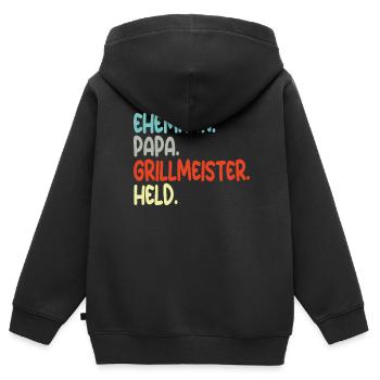 Ehemann Papa Grillmeister Held Vaterschaft - Kinder Premium Organic Zip Hoodie - Schwarz - Hinten - AI Model Kid Male (0cm)