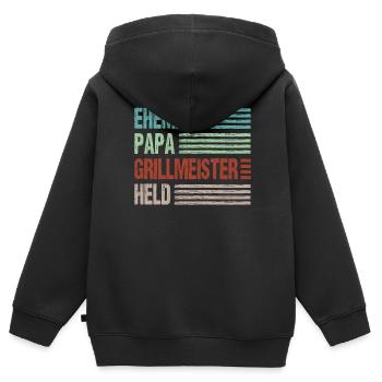 Ehemann Papa Grillmeister Held Vaterschaft - Kinder Premium Organic Zip Hoodie - Schwarz - Hinten - AI Model Kid Male (0cm)
