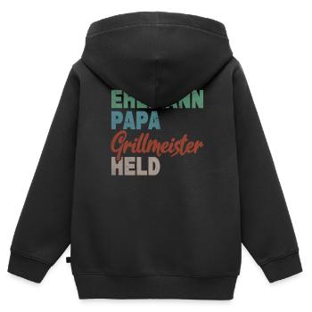 Ehemann Papa Grillmeister Held Vaterschaft - Kinder Premium Organic Zip Hoodie - Schwarz - Hinten - AI Model Kid Male (0cm)
