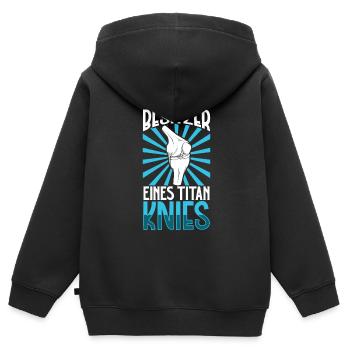 Stolzer Besitzer eines Titan Knies - Knie Titan - Kinder Premium Organic Zip Hoodie - Schwarz - Hinten - AI Model Kid Male (0cm)