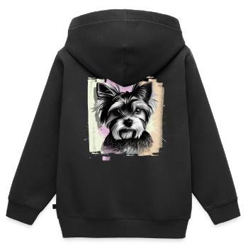 Yorkshire Terrier - Kinder Premium Organic Zip Hoodie - Schwarz - Hinten - AI Model Kid Male (0cm)