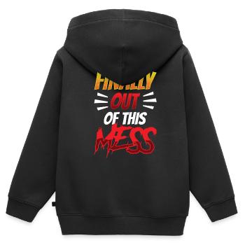 Enfin sortis du mess les retraités - Sweat Premium à capuche zippé enfant bio - noir - Dos - AI Model Kid Male (0cm)