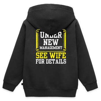 Unter Neuer Leitung Details Siehe Ehefrau Rente - Kinder Premium Organic Zip Hoodie - Schwarz - Hinten - AI Model Kid Male (0cm)