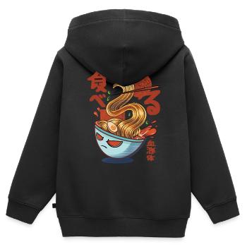 Ramen Nudelsuppen im Anime und Manga Stil - Kinder Premium Organic Zip Hoodie - Schwarz - Hinten - AI Model Kid Male (0cm)