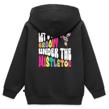 Lasst uns unter dem Mistelzweig grooven - Hippie - Kinder Premium Organic Zip Hoodie - Schwarz - Hinten - AI Model Kid Male (0cm)