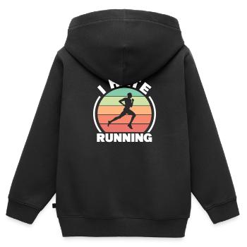 Courir - Sweat Premium à capuche zippé enfant bio - noir - Dos - AI Model Kid Male (0cm)