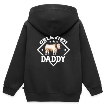 Gelbvieh Daddy - Gelbvieh Beef - Kids Premium Organic Zip-up Hoodie - black - Back - AI Model Kid Male (0cm)