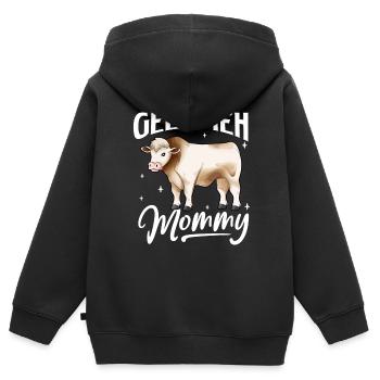 Gelbvieh Mommy - Gelbvieh Beef - Kids Premium Organic Zip-up Hoodie - black - Back - AI Model Kid Male (0cm)