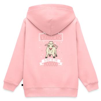 Pas d’humeur - Charolais - Sweat Premium à capuche zippé enfant bio - rose - Dos - AI Model Kid Female (0cm)