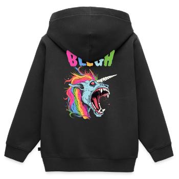 Live Laugh Blegh Blehgssed Heavy Metal Unicorn - Sweat Premium à capuche zippé enfant bio - noir - Dos - AI Model Kid Male (0cm)