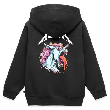 Live Laugh Blegh Blehgssed Heavy Metal Unicorn - Sweat Premium à capuche zippé enfant bio - noir - Dos - AI Model Kid Male (0cm)