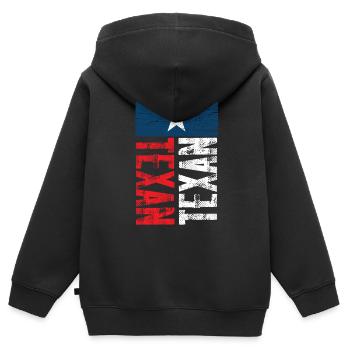 Dictons texans Texas Texan Pride - Sweat Premium à capuche zippé enfant bio - noir - Dos - AI Model Kid Male (0cm)