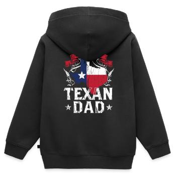 Fier Texan Père Fier Texas Texan - Sweat Premium à capuche zippé enfant bio - noir - Dos - AI Model Kid Male (0cm)