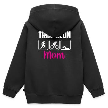Triathlon Mama Triathlons Triathlète Triathlète - Sweat Premium à capuche zippé enfant bio - noir - Dos - AI Model Kid Male (0cm)