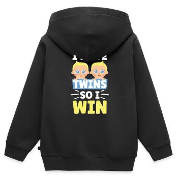 Ich Habe Zwillinge Also Gewinne Ich Zwilling - Kinder Premium Organic Zip Hoodie - Schwarz - Hinten - AI Model Kid Male (0cm)