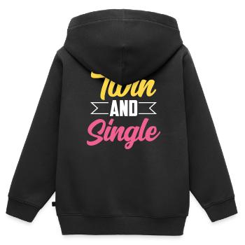 Gémeaux et humour sarcastique unique Gémeaux - Sweat Premium à capuche zippé enfant bio - noir - Dos - AI Model Kid Male (0cm)