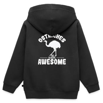 Because Ostriches are freaking Awesome Strauß - Kinder Premium Organic Zip Hoodie - Schwarz - Hinten - AI Model Kid Male (0cm)
