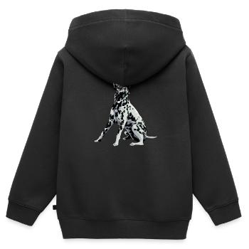 Dessin de chien - Dalmatien - Sweat Premium à capuche zippé enfant bio - noir - Dos - AI Model Kid Male (0cm)