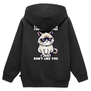 Funny Grump Cat - I Just Don't Like You Cynical - Kids Premium Organic Zip-up Hoodie - black - Back - AI Model Kid Male (0cm)