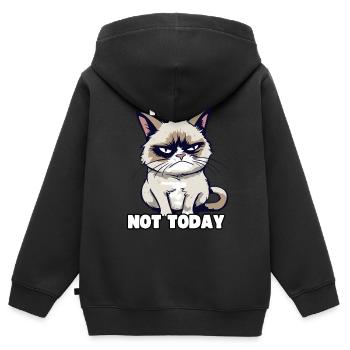 Funny Grump Cat - Nope, Not Today - Sarcasm - Kids Premium Organic Zip-up Hoodie - black - Back - AI Model Kid Male (0cm)