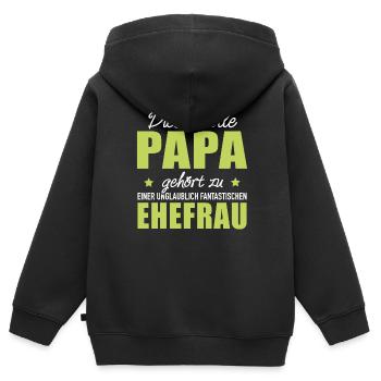 Papa gehört zu Ehefrau Eheleben Elternzeit Familie - Kinder Premium Organic Zip Hoodie - Schwarz - Hinten - AI Model Kid Male (0cm)