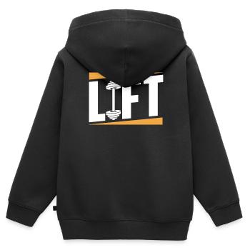 Lift Workout Gym Gewichtheber Gewichtheben - Kinder Premium Organic Zip Hoodie - Schwarz - Hinten - AI Model Kid Male (0cm)