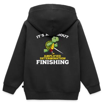 Ein Bein Witz Humor Geschenk - Kinder Premium Organic Zip Hoodie - Schwarz - Hinten - AI Model Kid Male (0cm)