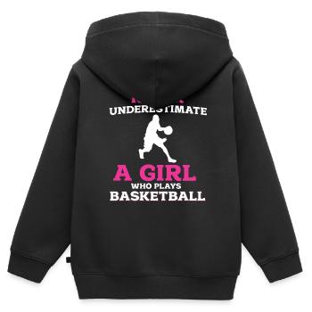 Basket-ball - Sweat Premium à capuche zippé enfant bio - noir - Dos - AI Model Kid Male (0cm)