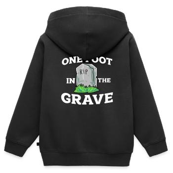 Ein Bein Witz Humor Geschenk - Kinder Premium Organic Zip Hoodie - Schwarz - Hinten - AI Model Kid Male (0cm)
